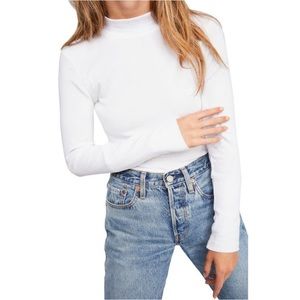 Final Sale Free People Women's Ribbed Mock Neck Tee NWT Size XL